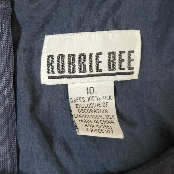 Robbie Bee 100% Silk  floral Navy Sleeveless Dress Size 10 - Picture 7 of 14